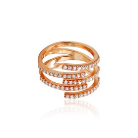 Sterling Silver CZ Cubic Zirconia Spiral Statement Ring, Size 5-9 for Christmas, New Year, Wedding, Engagement, Valentine Day,Women's Day (Rose Gold 6)