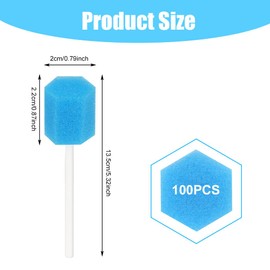 ACWOO Disposable Oral Care Sponge, Pack of 100 Portable Mouth Sponge, Disposable, Oral Care Sticks for Cleaning Dental Clinics (Blue Hexagon)