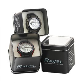 Ravel - Mens Round 3ATM Digital Quartz Watch with Light - RDG.14.8 - Black