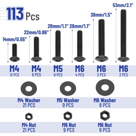 Mr. Pen- Bolts, Nuts, and Washer Assortment Kit, 113 Pcs, Black, Bolt and Nut Set