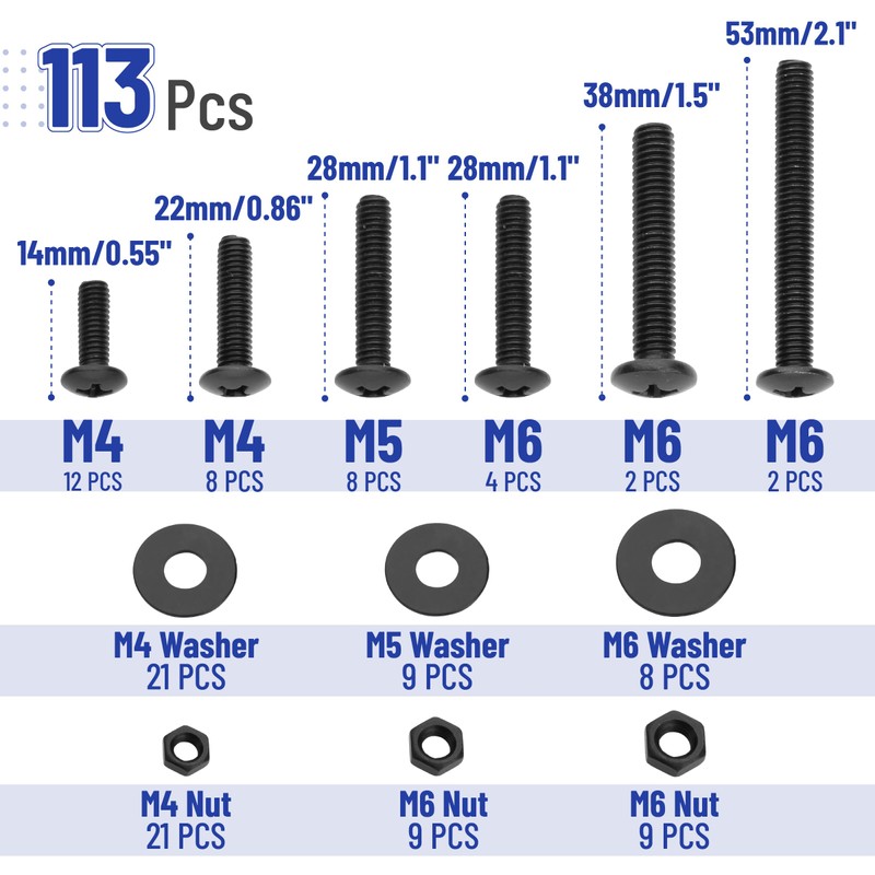 Mr. Pen- Bolts, Nuts, and Washer Assortment Kit, 113 Pcs,