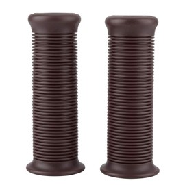 Akozon Steering Wheel Grip 1" 25mm/1.1" 28mm Universal Motorcycle Non-slip Stripe Vintage TPU Handle Bar Grip Fits Most Motorcycles (Dark Brown)