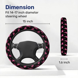 GENANY Flamingo Steering Wheel Cover, Non-Slip Breathable Neoprene Car Wheel Cover, Universal 15 Inch Fit Most Cars, Flamingo Car Accessories, Gifts for Women