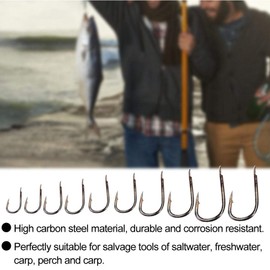 Fishing Hooks 500 Pieces Sea Fishing Terminal Tackle Hooks Sizes 3-12 Fishing Hooks Set with Clear Fishing Box for Fishing Accessories (#2)