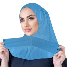 Suillty Hiyab musulmán de moda para mujer, cierre instantáneo, hiyab interior, cubierta completa, bufanda, turbante de Islam, Azul-cielo, Talla única