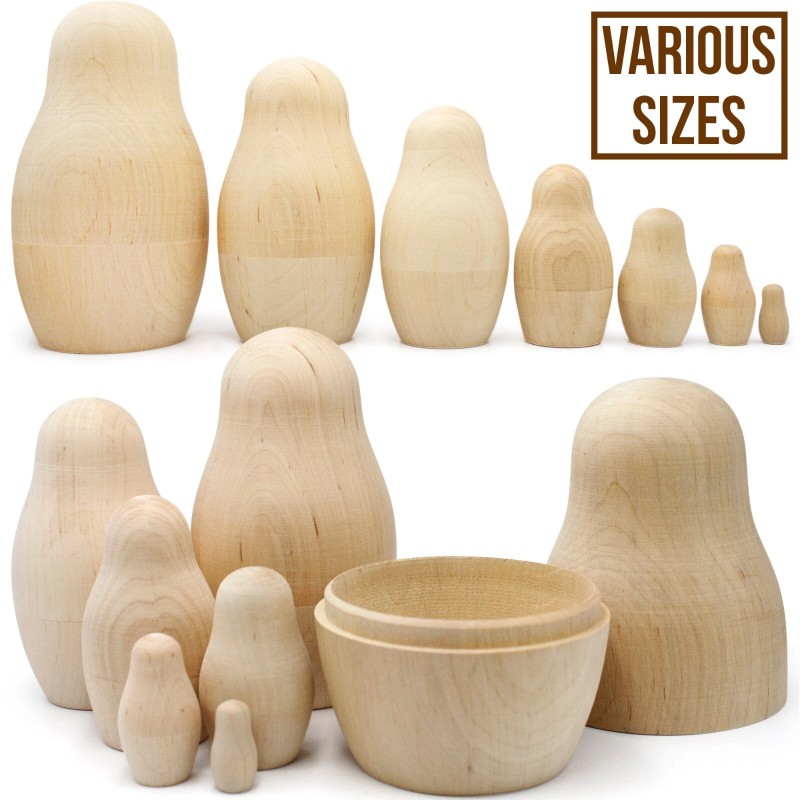 Blank Russian Nesting Dolls Lot 3 Sets by 7 pcs
