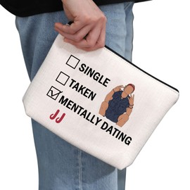 G2TUP JJ Maybank Inspired Gift Mentally Dating JJ Maybank Makeup Bag Rudy Pankow Fan Cosmetic Bag Rudy Pankow Merch (JJ Maybank White Bag)