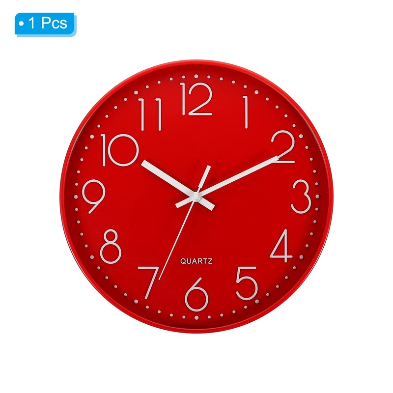 PATIKIL 12 Inch Wall Clock, Battery Operated Silent Non-Ticking Round