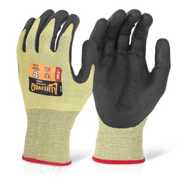 beeswift Glovezilla Nitrile Coated Palm Glove Cut Proof/Tear Resistance Safety Gloves Personal Protective Equipment Work Gloves PPE Workwear – Yellow – Large