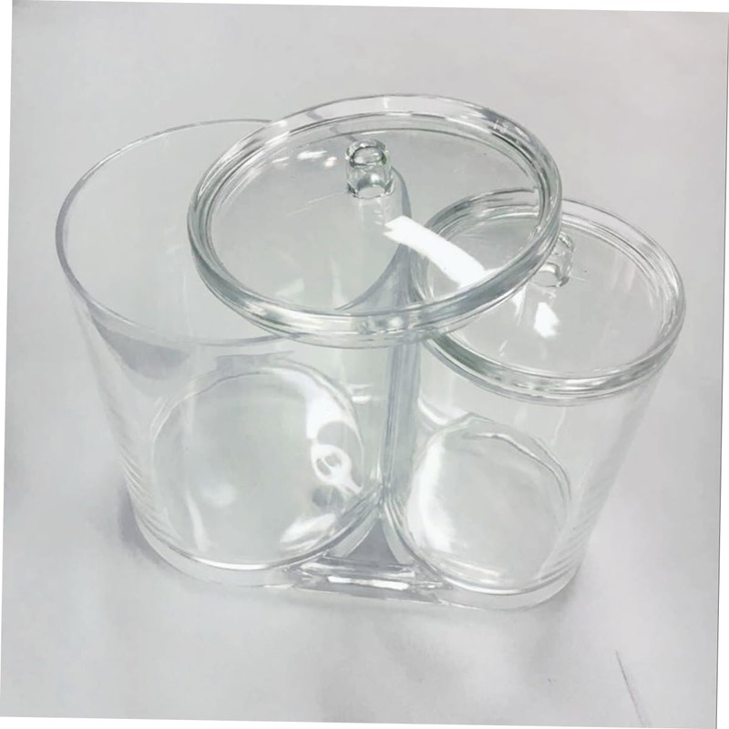 WOONEKY Acrylic Double Hole Cotton Swab Box Makeup Case Lid