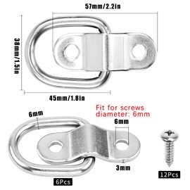 Hysagtek 6 X 304 Stainless Steel D Ring Tie Downs Trailer Anchors Points with Mounting Bracket, for Cargo Trailer Control