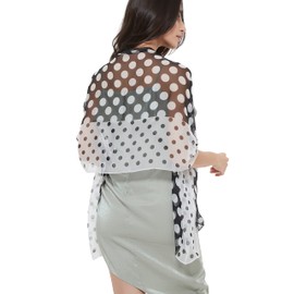 PANTONIGHT Long Chiffon Polka Dot Scarfs for Women Black and White Scarf (Black/white 720)