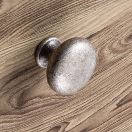Gedotec Duke Designer Furniture Knob Antique Silver Matt Cupboard Knob Vintage for Drawers Elegant Round Door Knob Kitchen with Diameter 31 mm 1 Piece Furniture Knob Antique Classic with Screws