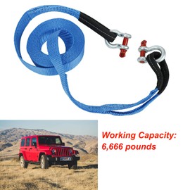 TYFYB 2" x 20 Ft Tow Strap Rope with W/ 2 D-Ring Hook 20000 LB Towing Recovery for Car Truck Jeep ATV SUV