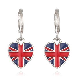 GAUEIOUR Union Jack Flag Earring,Platinum Jubilee Celebration 70th Anniversary Heart shaped Flag Decorative Earrings,Heart Shaped Earrings,Alloy Drop Oil National Flag Earrings