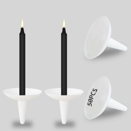 Candle Holder for Candlesticks - 50 Pcs Reusable Plastic Protector - Taper Candle Holders for Church Vigils Memorial Candles & Wedding Eve Candles(White)