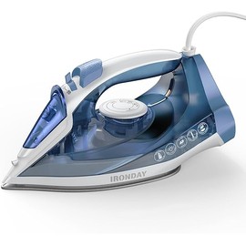 Steam Iron for Clothes Fast Heating, 1200W Iron with Non-Stick Ceramic Soleplate, Self-Cleaning, Burst of Steam, Spray Mist, 7.03oz Water Tank Ironing Clothes for Home, Blue