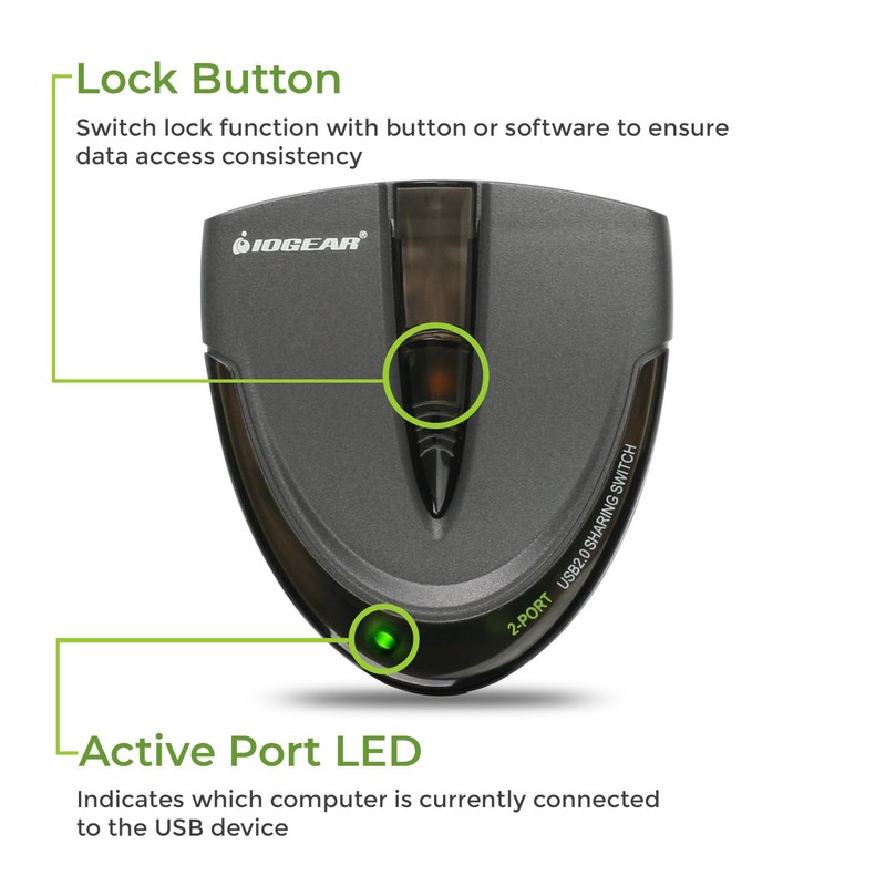 IOGEAR 2 Port USB 2.0 Switch - Auto Printer Switch