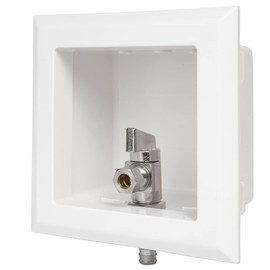 EFIELD Pex Pre-assembled Dishwasher Outlet Box, 1/2-Inch Barb Crimp Pex F1807 Inlet with Installed 1/4-Turn Ball Valve, White (Regular)