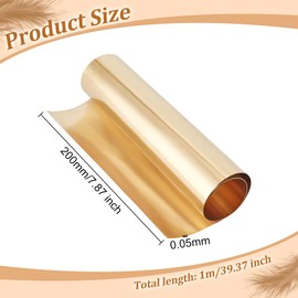OLYCRAFT Metal Brass Sheet Roll 1000x200x0.05mm Brass Foil Roll Brass Sheet Metal Roll Metal Brass Strip Metal Foil Plate Gold Color Pure Brass Roll for DIY Cutting Crafts Home Decoration