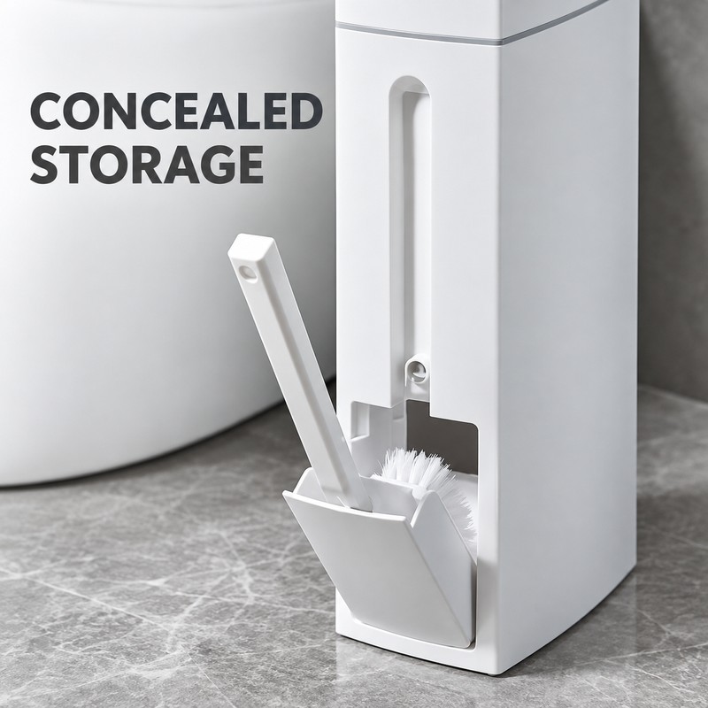 4.5L Slim Bathroom Trash Can with Concealed Toilet Brush, Narrow
