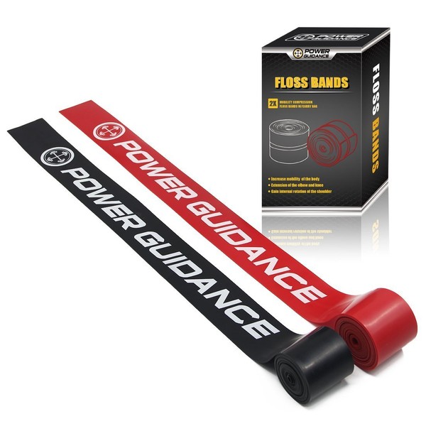 POWER GUIDANCE Floss Bands(2 Pack) - Compression Bands - Mobility & Recovery Bands - for Improving Movement, Warming Muscles, Increasing Circulation & Reducing Soreness