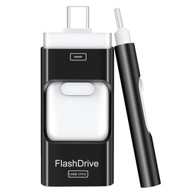 Flash Drive for iPhone 256GB, 4 in 1 USB Type C Memory Stick, Photo Stick External Storage Thumb Drive for iPhone iPad Android Computer:_Brilliant Red_256GB