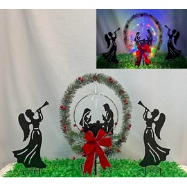 3Pack Solar Nativity Angel Lighted Garden Stakes,Color Changing Lights Outdoor Pathway Christmas Decorations for Nativity Sence Set Outside for Yard