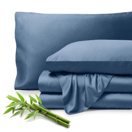 Bare Home 100% Rayon Made from Bamboo Twin XL Sheet Set - 3 Piece Bedding Set - Deep Pockets - Breathable - Easy Fit - Bedding Sheets & Pillowcases (Twin XL, Coronet Blue)