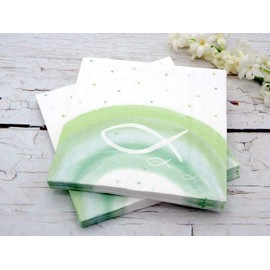 Unbekannt Napkins Fish Green Rainbow Table Decoration Communion Confirmation Christening Pack of 20