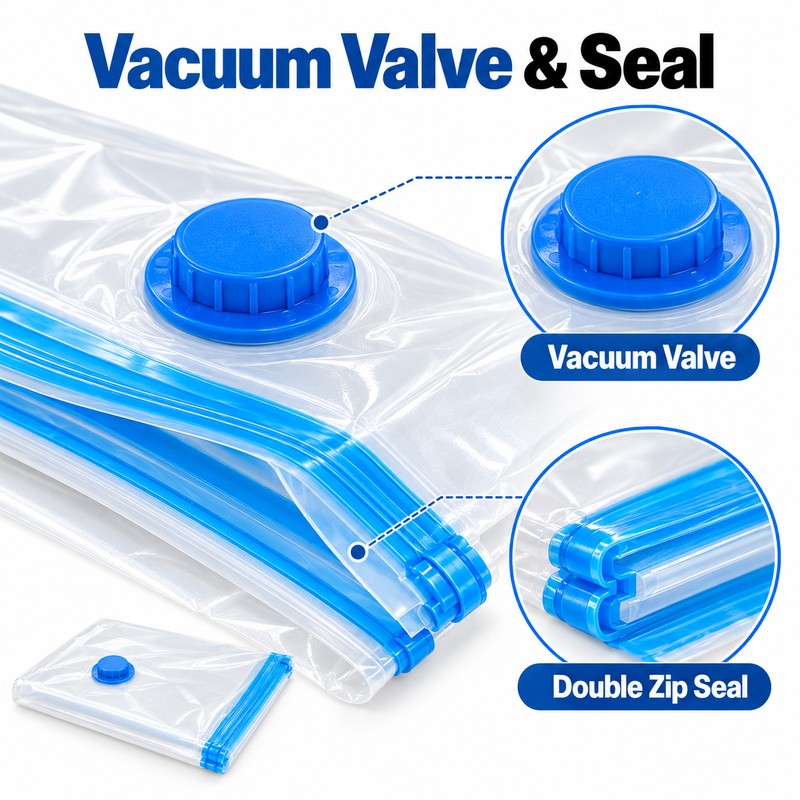 Vacuum Storage Bags for Clothes – 6-Pack 30x50cm Reusable Compression