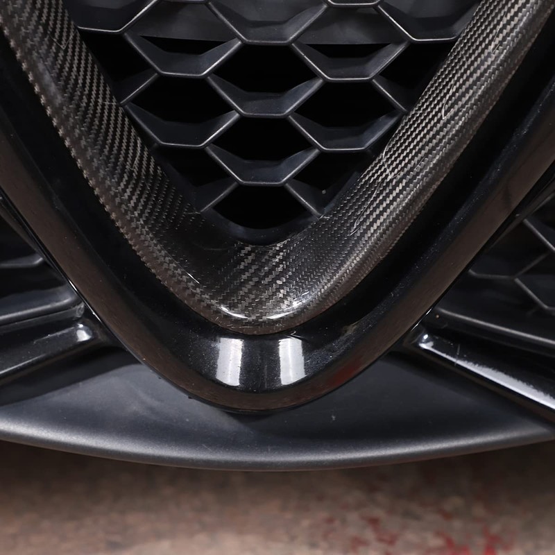 LLKUANG Real Carbon Fiber Front Grille Decoration Frame Trim Fit
