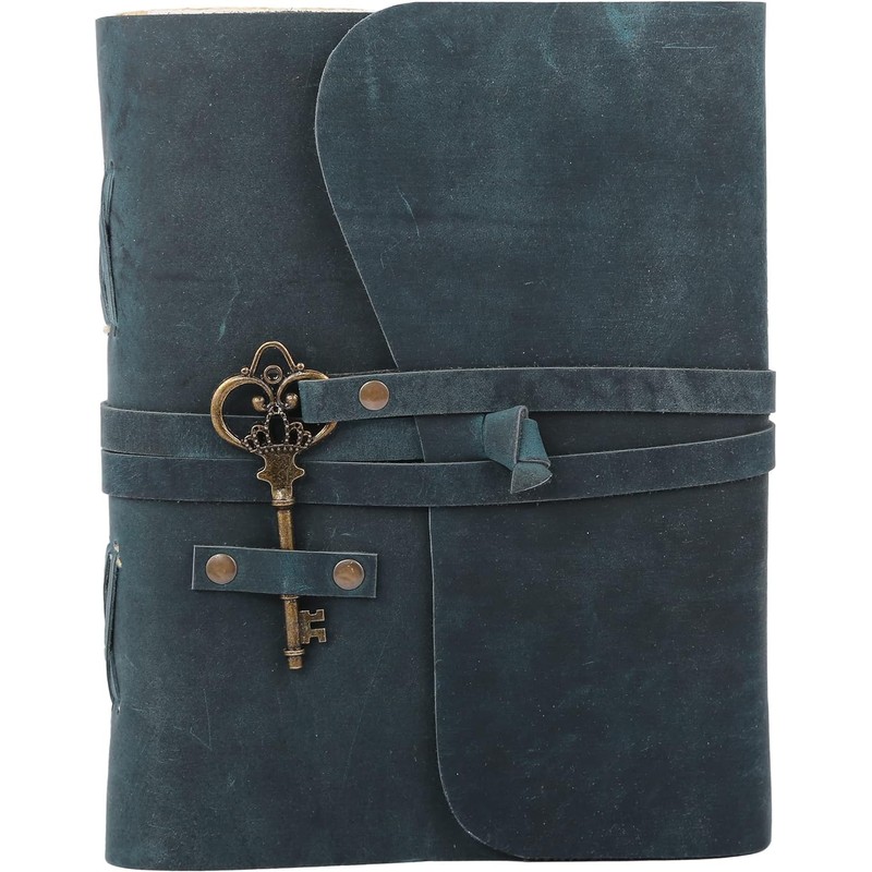 Leather Journal with lined Deckle Edge Paper 8x6 inch Vintage