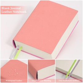 Thick Blank Journal Notebook 720 Pages No Lines Soft Leather Blank Notebook for Women Drawing Book Memo Writing Sketch Diary Notebook (Pink Blank Notebook)