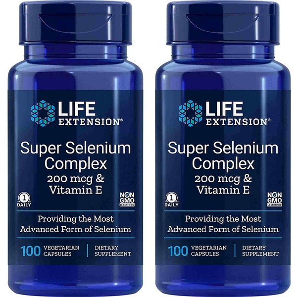 Life Extension Super Selenium Complex 200 mcg & Vitamin E, 2 Pack (2x100 Vegetarian Capsules)