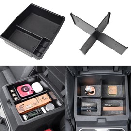 EDBETOS 2PCS Center Console Organizer Compatible with 2024 2025 Toyota Tacoma(4th Gen) and 2025 Toyota 4Runner(6th Gen) Secondary Storage Box Interior Accessories, ABS Console Insert Tray and Divider