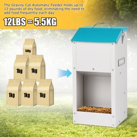 PKNBZN Gravity Cat Feeder with Lid, Metal Automatic Feeder Cat Dry Food and Cat Feeding Station for Cats, Dogs, Rabbits, Chicks and Other Small Animals