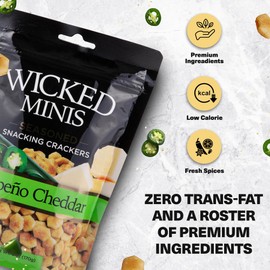 Wicked Minis Soup & Oyster Crackers - Saltine Crackers Salted Flavored Mini Puffed Soup Crackers, Savory Snacking Mix, Seasoned Croutons Salad Toppers, Crackers for Chili 6oz (Jalapeno Cheddar, Pack of 1)