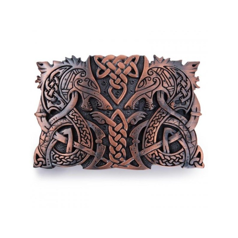 Fenrir Wolf Zoomorphic Kilt Belt Buckle - Color: Pewter