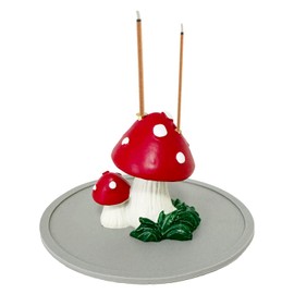 Aisatisforu Mushroom Incense Holder for Sticks, Cute Mushroom Incense Burner Dual Sizes Holes for Sticks, Statue Christmas Home Decorations, Unique Gift for Women Men
