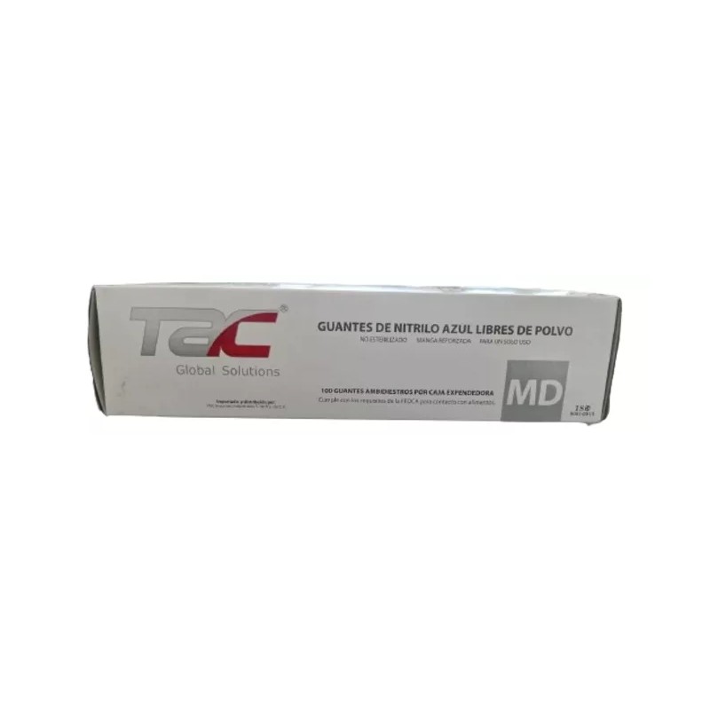 TAC Global Solutions Guante Nitrilo Tac Azul Caja Con 100