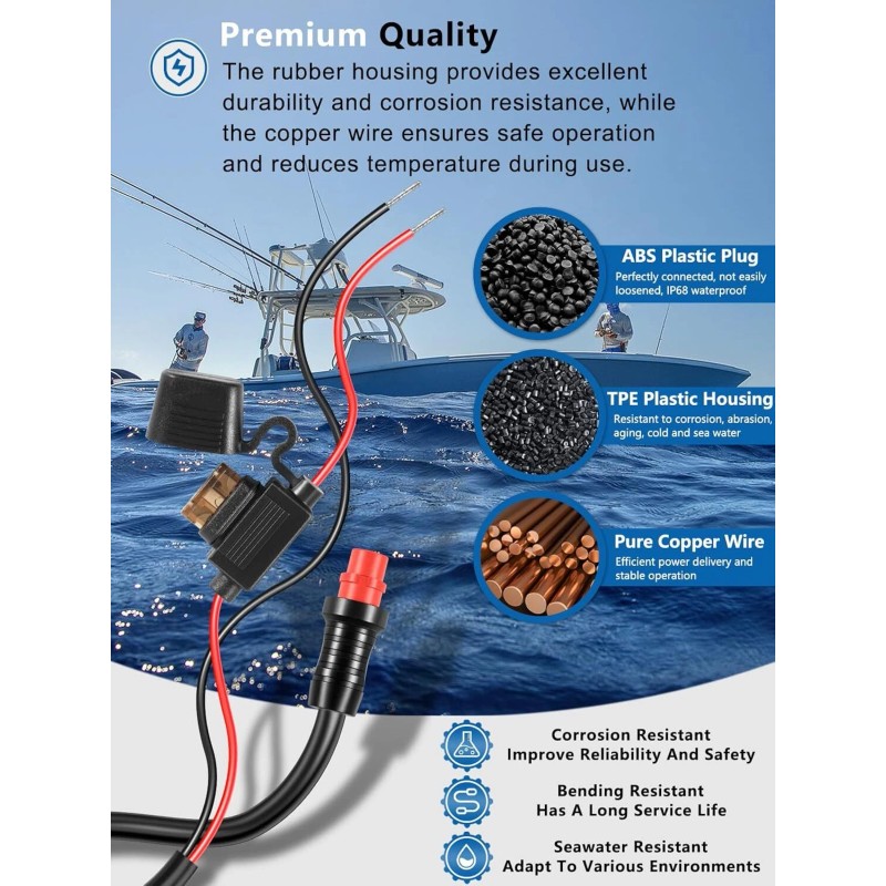 Unbranded for Garmin GLS GPSMAP GSD LiveScope 010-11425-01 Threaded Power