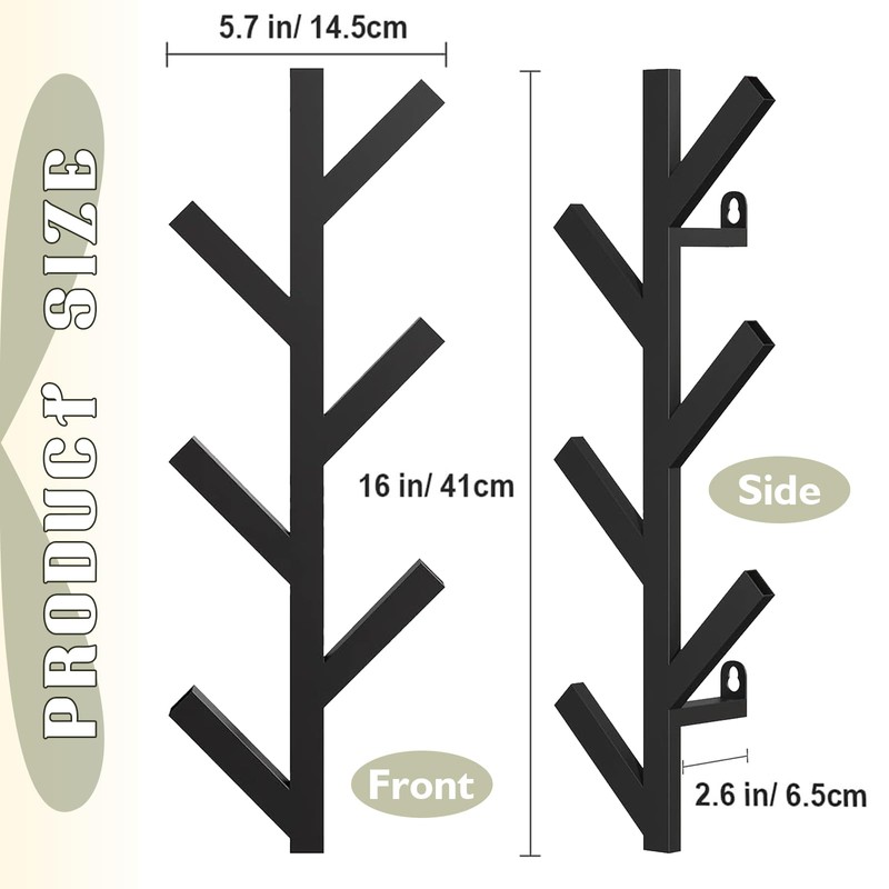 Funvalley Surperfect 2Pack Coat Rack Wall Mounted, Entryway Hall Tree