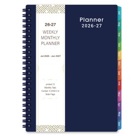 2026-2027 Planner - Planner 2026-2027 with Weekly & Monthly Spreads, Jul 2026 - Jun 2027, 6.25" × 8.3", Strong Twin-Wire Binding, Round Corner, Flexible Cover, Monthly Tabs