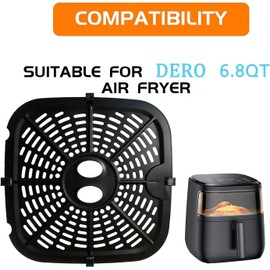 CyHiThai 6.8QT Air Fryer Crisper Plate for Dreo Air Fryer Pro Max, Upgraded Air Fryer Grill Pan Plate Rack Crisper Tray Insert Grate Grid Shelf for Dreo 6.8QT Air Fryers, Nonstick, Dishwasher Safe