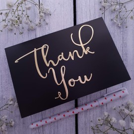 Hunts England Gold Foil Thank You Cards & Envelopes - Pack Of 8 - Milano Collection (Black)