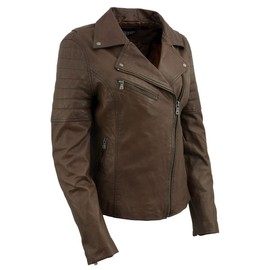 Milwaukee Leather Brown Vintage Motorcycle Inspired Vegan Tan Fashion Leather Jacket for Women SFL2812 - X-Large