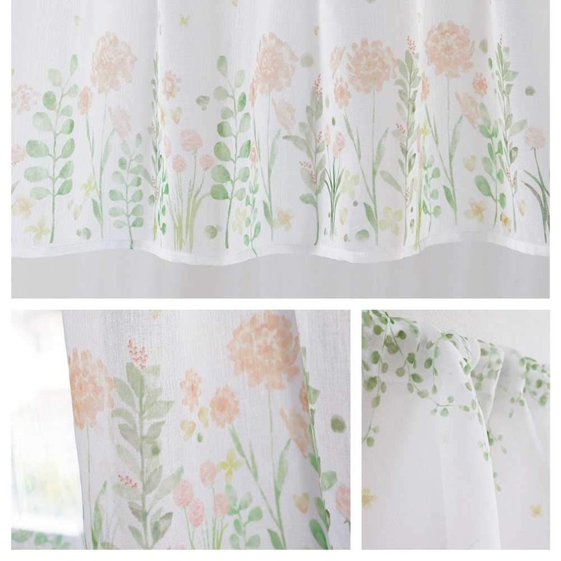 Sunny day fabric Botanical Flower Cafe Curtain 100cm W x