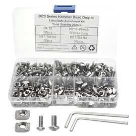 WMYCONGCONG 200 PCS 2020 Series T Nuts M4 M5 T Slot Nut Head Fastener Nut Nickel Plated Carbon Steel Sliding T Nuts Assortment Kit for Aluminum Profile Accessories