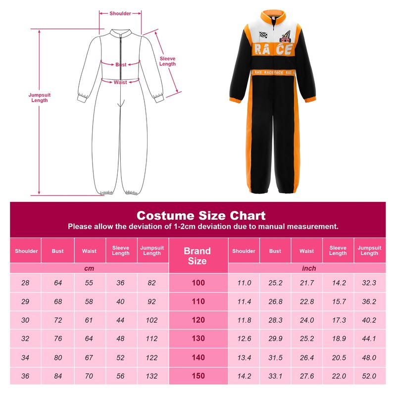 ReliBeauty Racing driver costume for children, boys with hat, 130